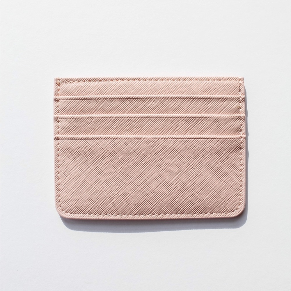 Pink Nude saffiano leather card holder